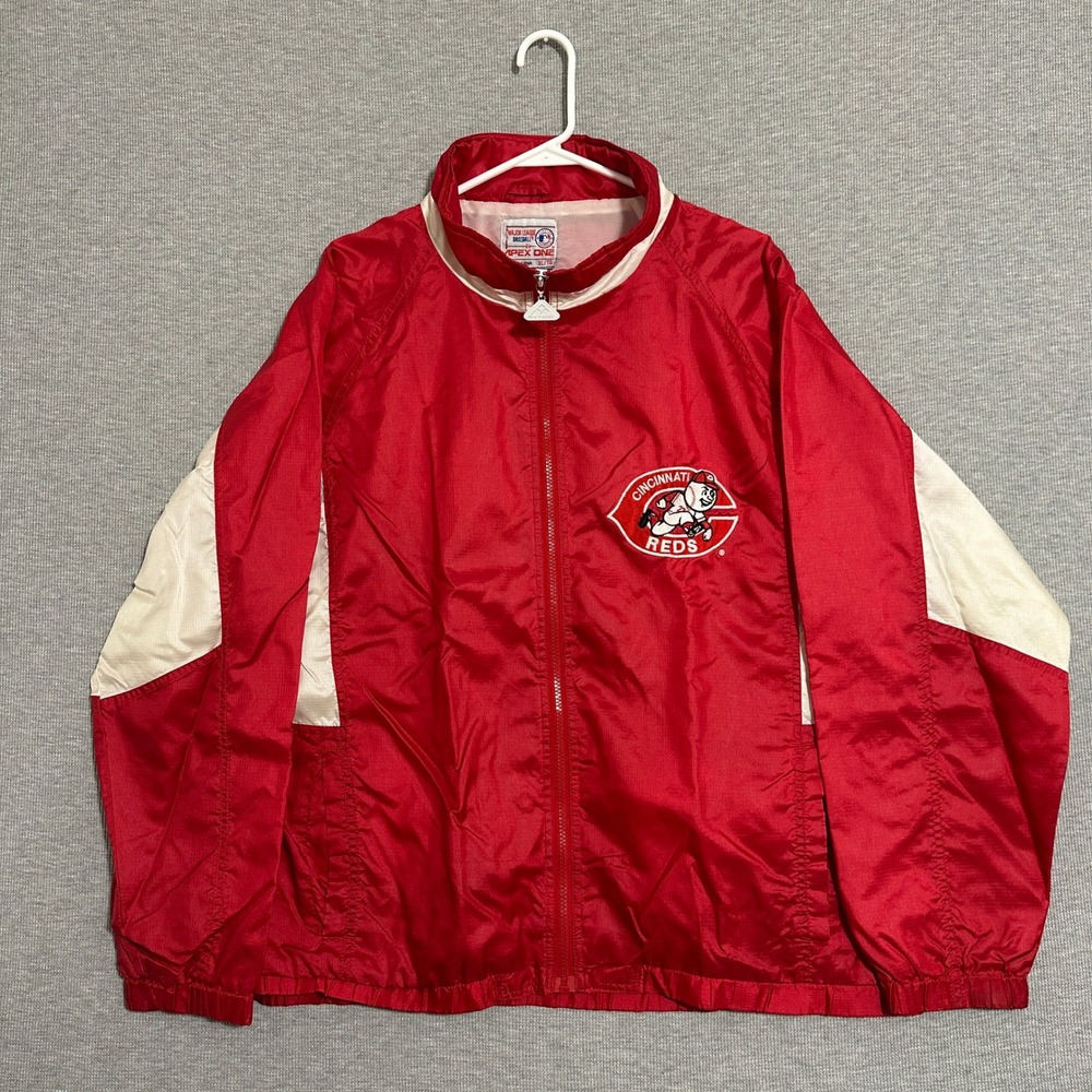 Apex One Cincinnati Reds Vintage 90s MLB Windbreaker Jacket Red White Mens XL